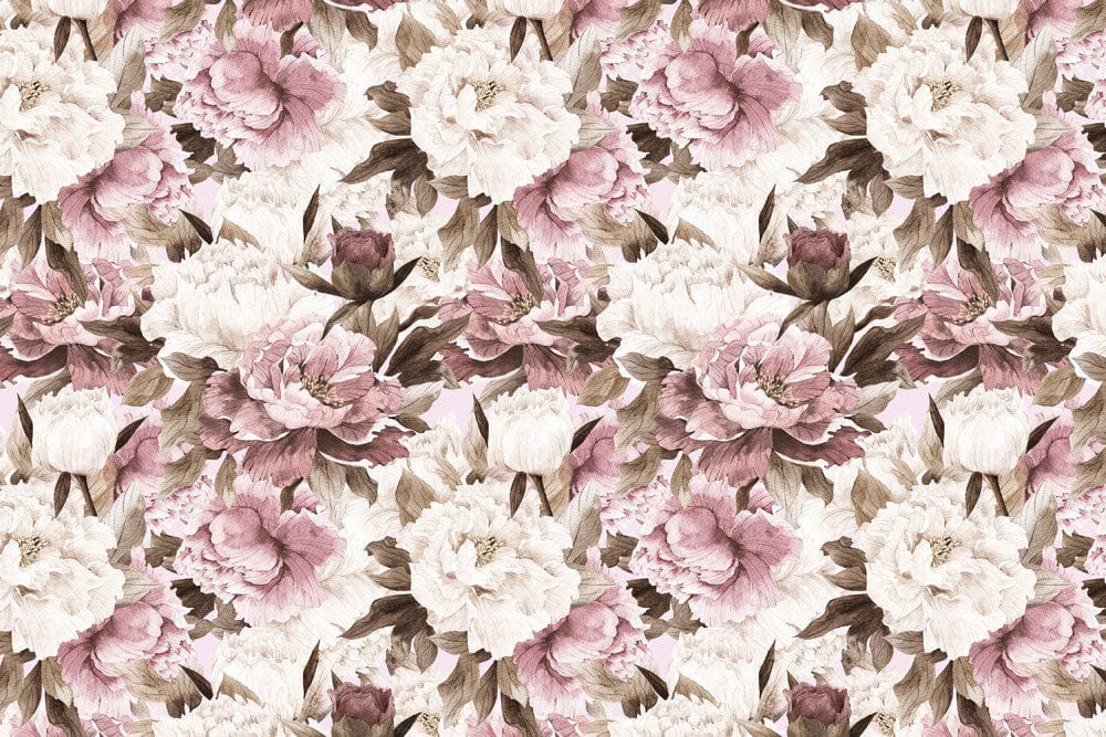 Elegant Pink Peony Floral Wallpaper Mural
