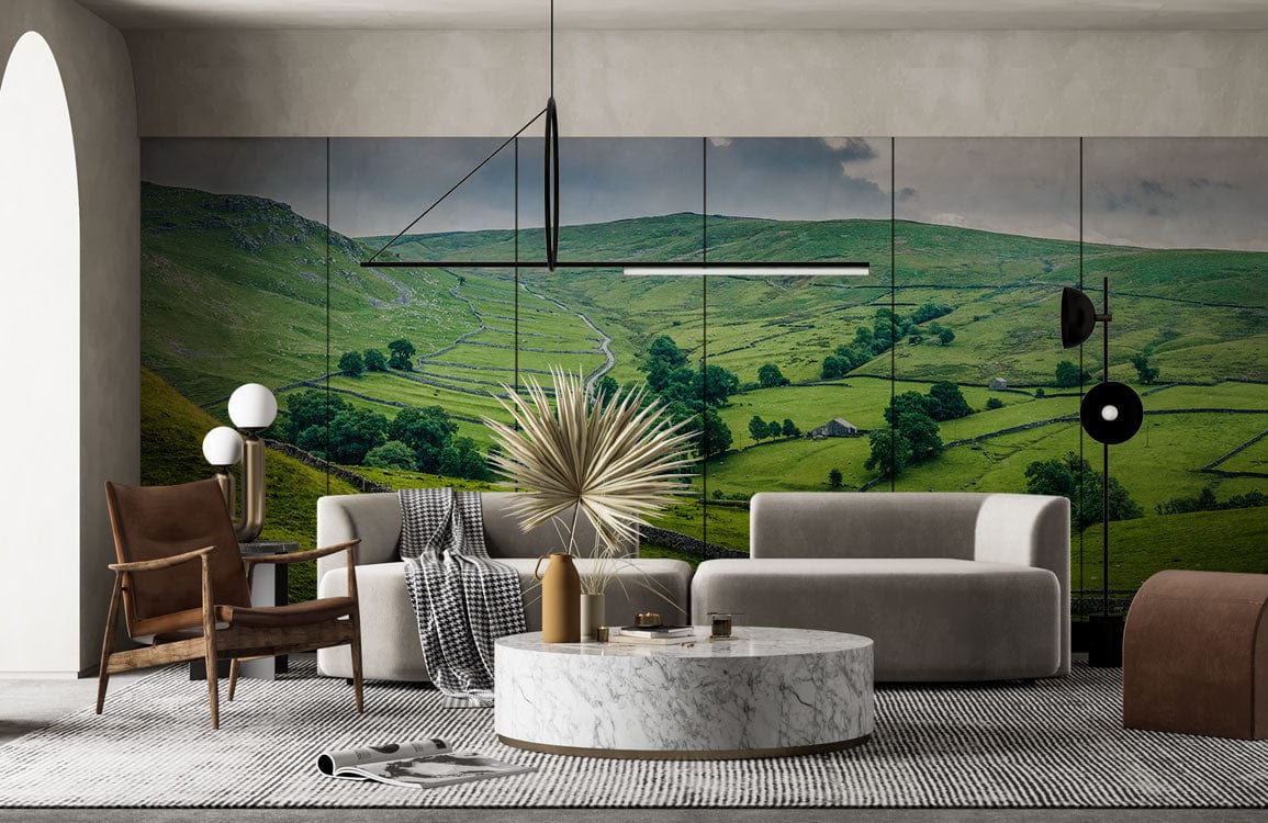 Wallpaper Mural with Yorkshire Dales Landscape Design for Living Room Decoration