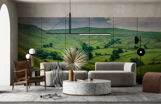 Wallpaper Mural with Yorkshire Dales Landscape Design for Living Room Decoration