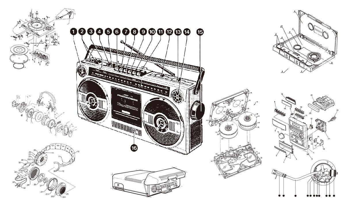 Home Decoration Featuring a Radio Pattern Wallpaper Mural