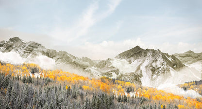 Home Decoration Wallpaper Mural of an Autumnal Forest and Mountain Scenery
