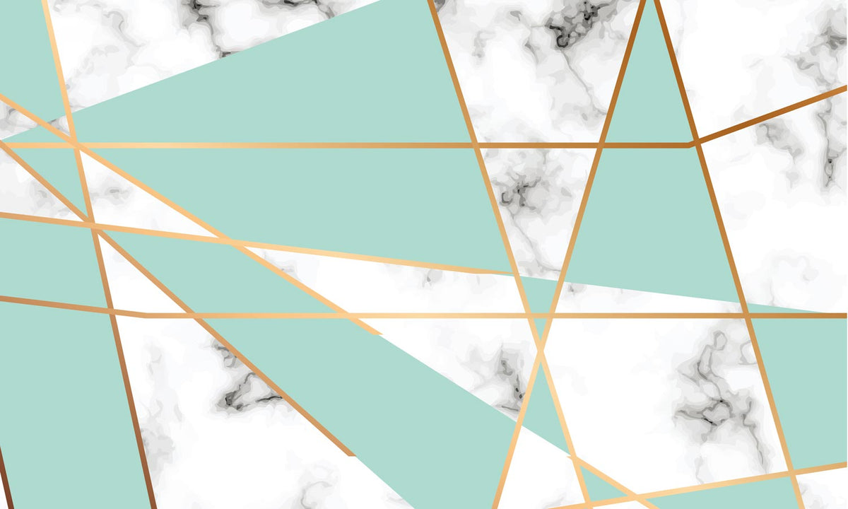 Geometric Marble Gold Line Mural Wallpaper