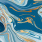 Wallpaper mural for home decoration featuring a blue abstract marble design.