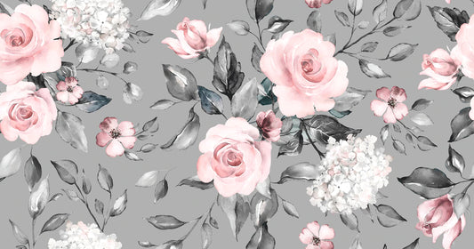 Living room wallpaper mural decorated with a variety of flowers