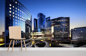 Modern Urban Skyline Mural Wallpaper
