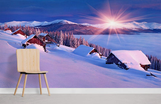 amazing winter view wallpaper mural design