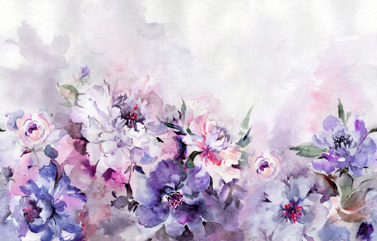 Elegant Watercolor Floral Mural Wallpaper