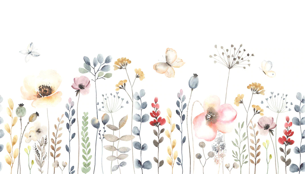 Watercolor Botanical Garden Mural Wallpaper