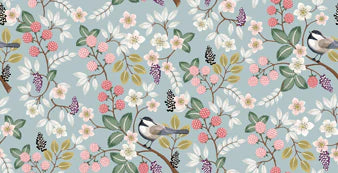 Wallpaper Mural of Birds on Branches with Blooms for the Bedroom