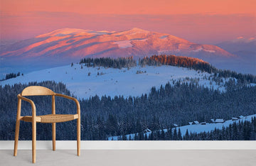 Papier Peint Panoramique Rêveuse Montagne enneigée