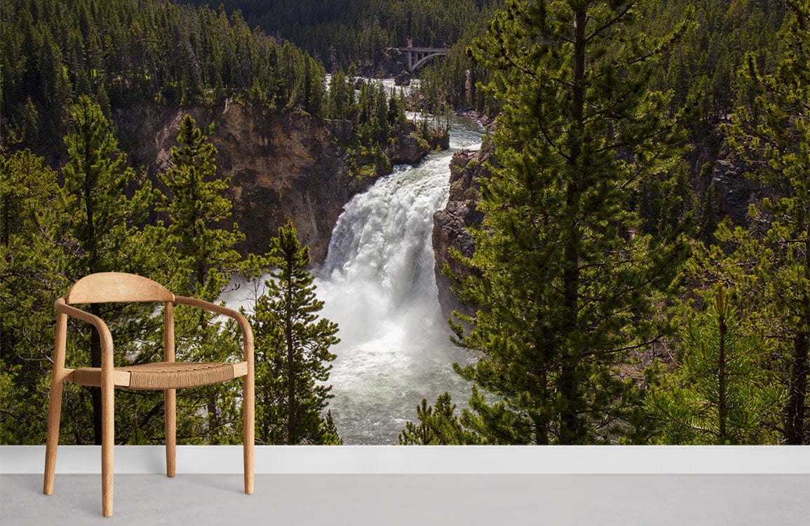 sublime waterfall in forest wallpaper for room