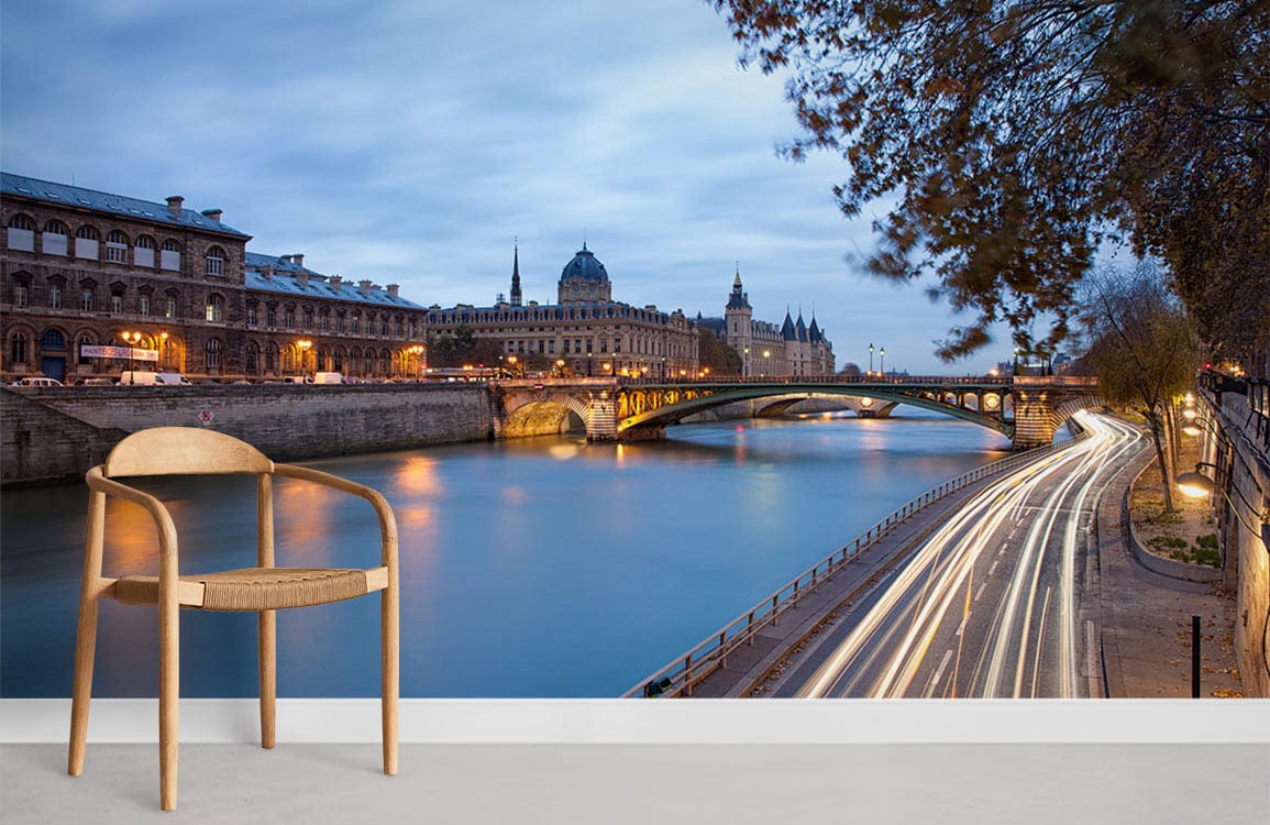 tranquil Seine River scenery wallpaper for home