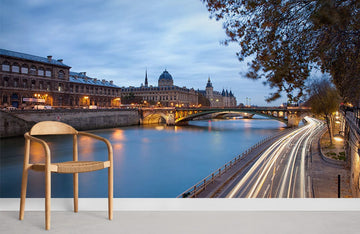 Tranquil City River Bridge Mural Wallpaper
