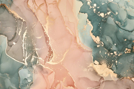 Decorate your walls with this pink and gold marble wallpaper mural.