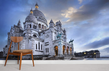 Majestic European Basilica Landscape Mural Wallpaper