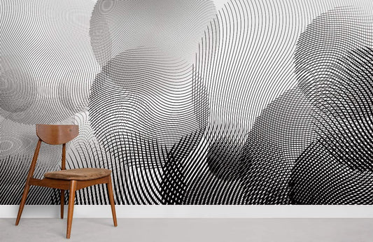 Ombre Black Circles Wall Mural Room