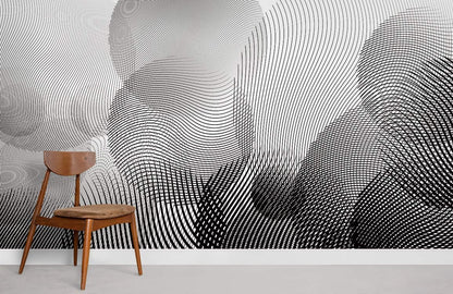 Ombre Black Circles Wall Mural Room