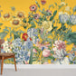 Flower bouquet wallpaper mural with a yellow backdrop for the house