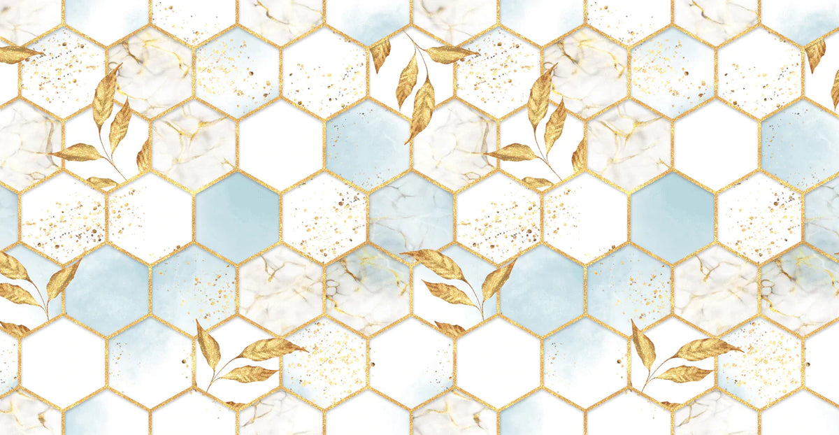 Elegant Gold Leaf Marble Mural Wallpaper