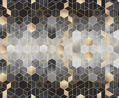 Marble Tile Effect Geometric Wallpaper Mural for Interior Decoration of Your Home