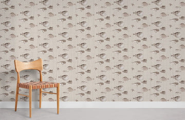 Neutral Cat Pattern Modern Mural Wallpaper