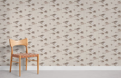 neutral marine fishes pattern wallpaper mural