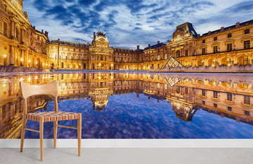 Elegant Blue Cityscape Reflection Mural Wallpaper