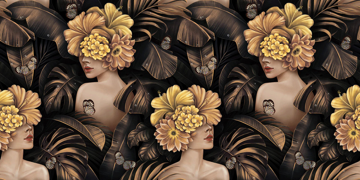Botanical Beauty Portrait Mural Wallpaper