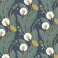 Wallpaper mural with dandelions and leaves, suitable for use in home decor