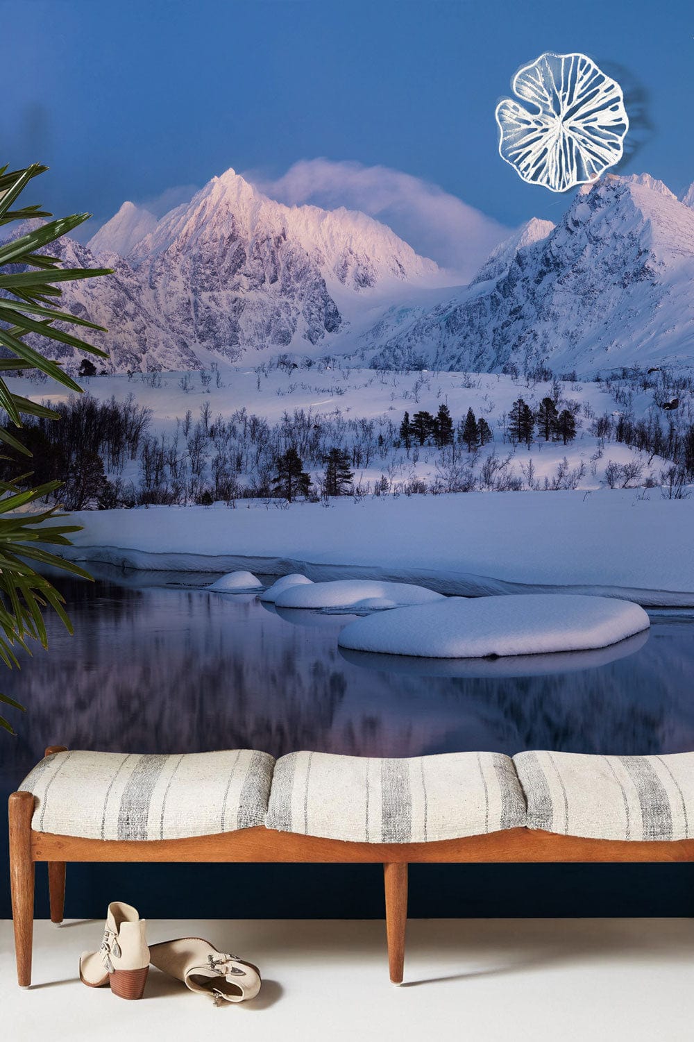 winter snowy forest and mountains photo murals