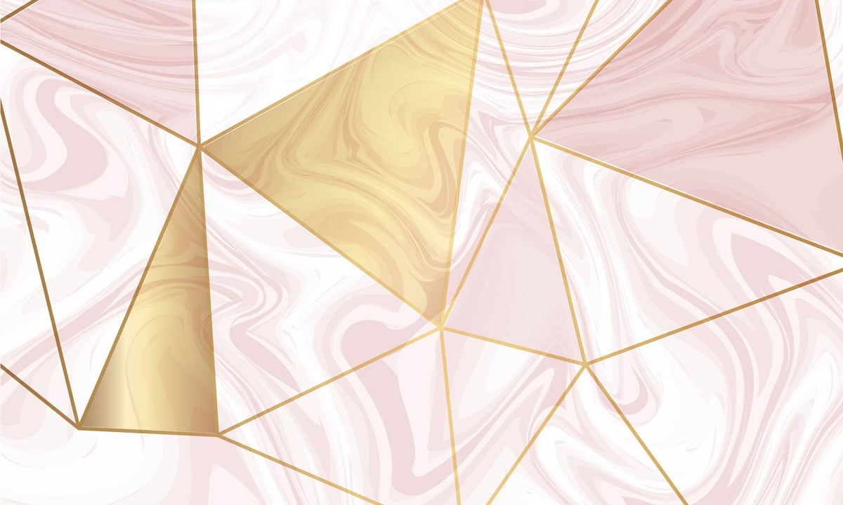 Geometric Pink Gold Marble Mural Wallpaper