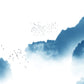 wallpaper mural featuring a foggy mountain peak for use in interior decoration