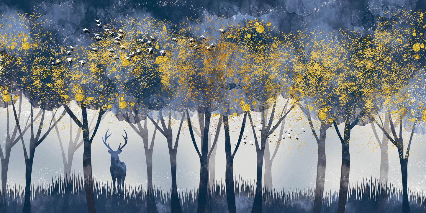 Home Decoration Featuring a Misty Woods Wallpaper Mural