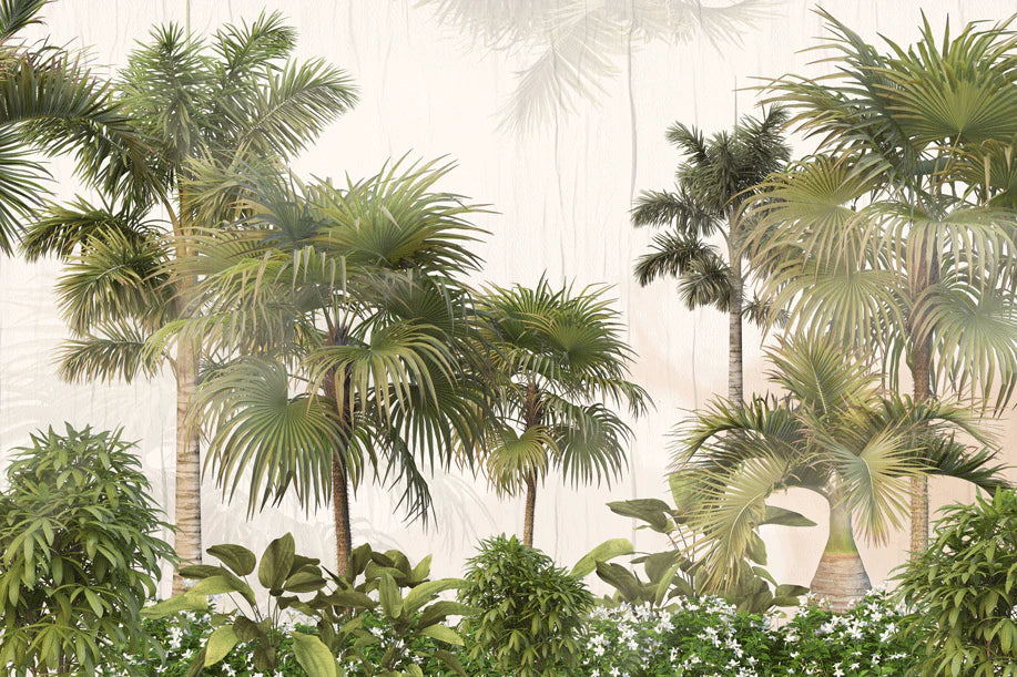 Home Decoration Featuring a Tropical Forest Wallpaper Mural