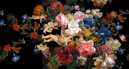 wallpaper mural with flower designs intended for use in home decoration