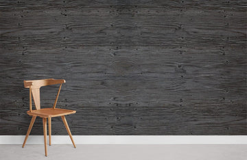 Rustic Charcoal Wood Grain Mural Wallpaper