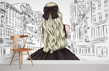 Elegant Sketch Cityscape Illustration Mural Wallpaper