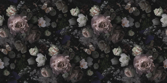 wallpaper mural with a vast black flower pattern can be used for home decoration.