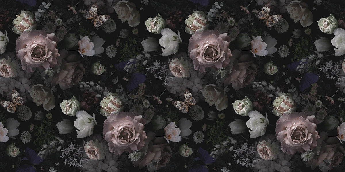 Dark Floral Botanical Garden Mural Wallpaper