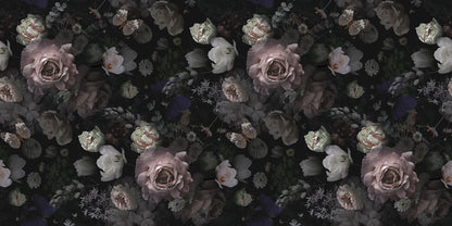 wallpaper mural with a vast black flower pattern can be used for home decoration.