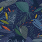 Wallpaper mural with dark blue leaves for use as home decor