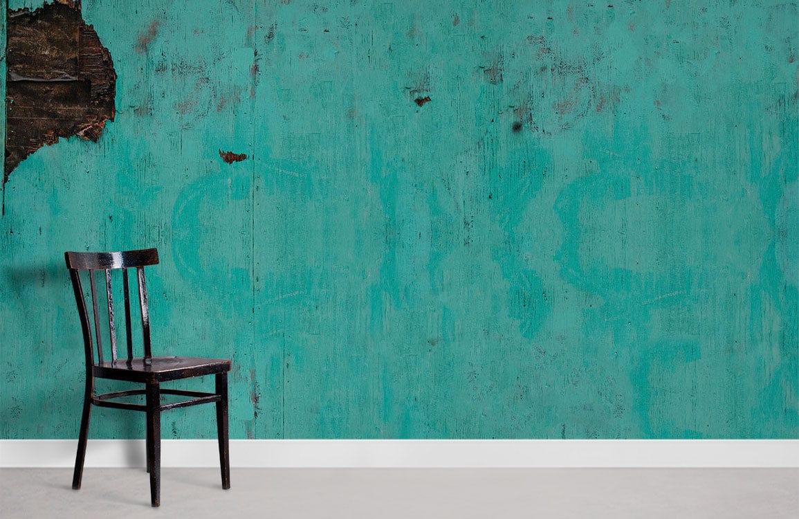 Turquoise Corroded Paint Wall Mural For Room
