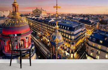 Parisian Twilight Rooftop Vista Mural Wallpaper