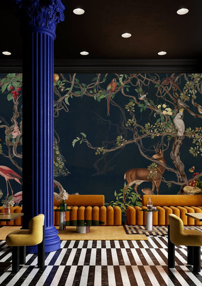 Enchanted Forest Animal Mural Wallpaper in lounge