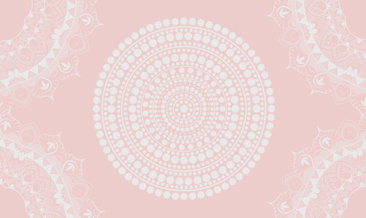 wallpaper murals with pink Mandala patterns of white dots