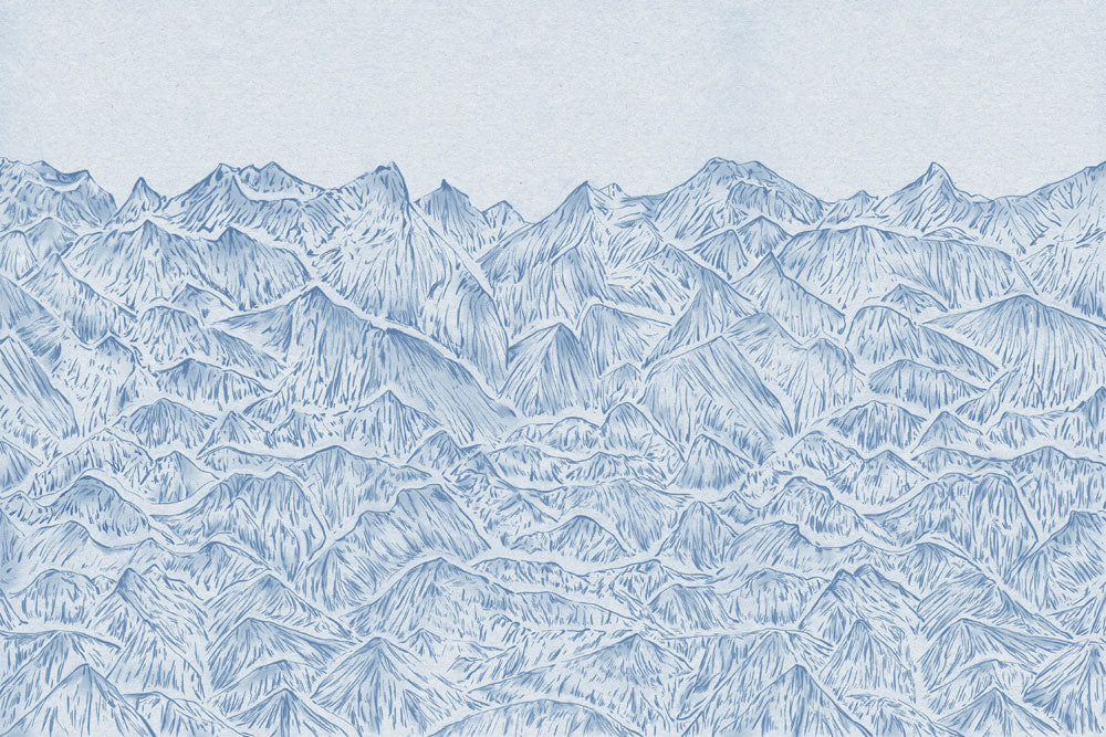 Mountain peaks in pencil for wallpaper murals