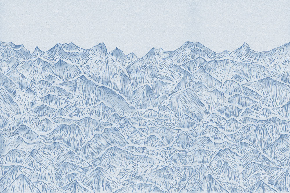 Blue Mountain Range Artistic Mural Wallpaper