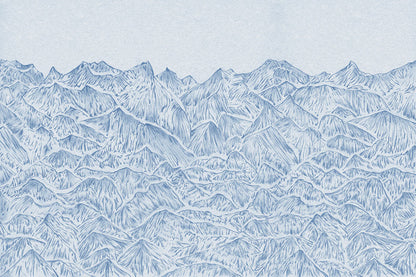 Mountain peaks in pencil for wallpaper murals