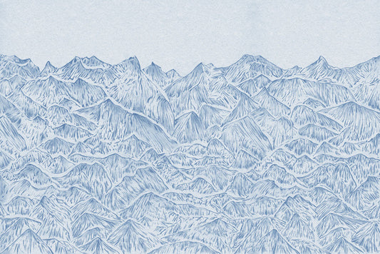 Mountain peaks in pencil for wallpaper murals