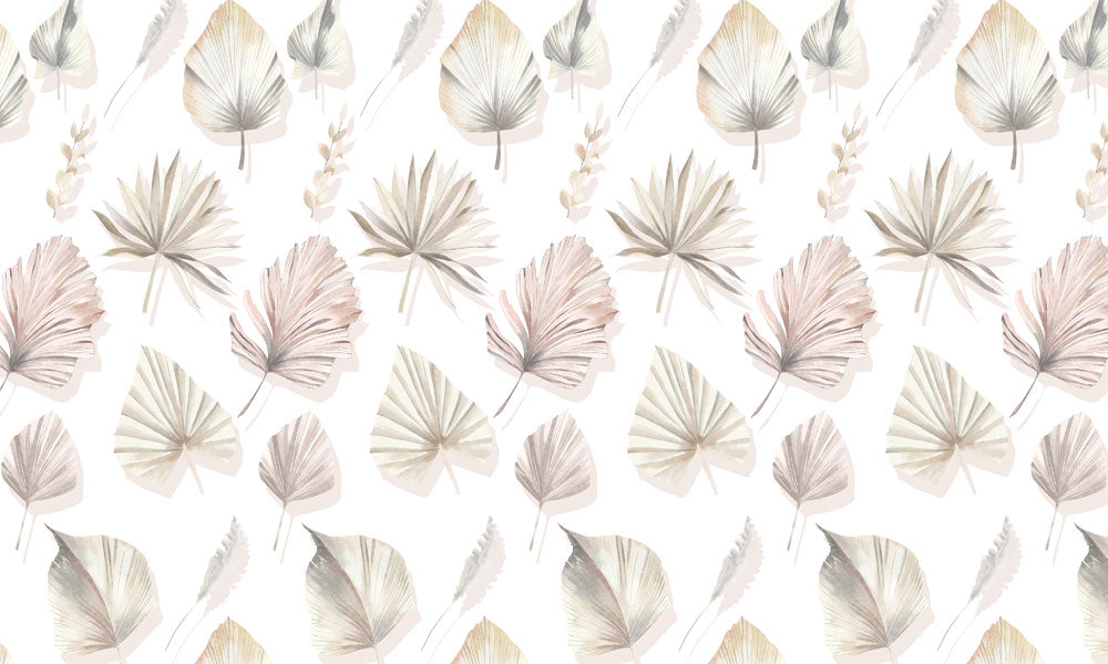 Neutral Botanical Leaf Pattern Wall Mural